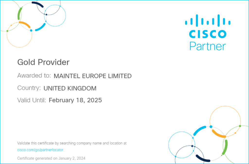 Maintel Cisco Gold Provider
